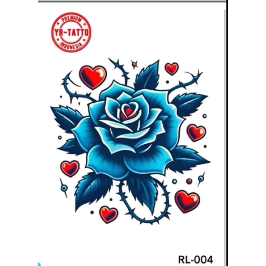 beli 2 gratis 1 tatto temporery model bunga mawar biru