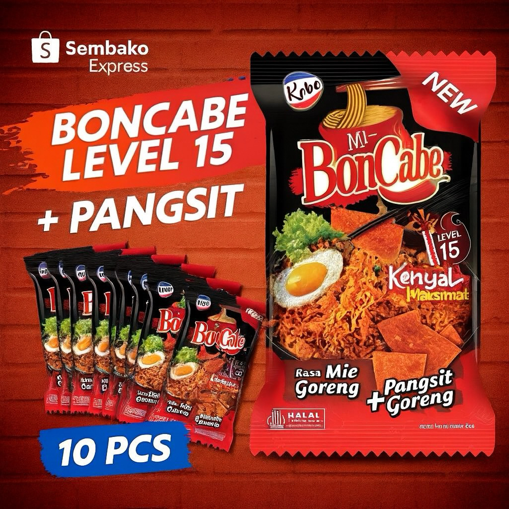 

Kobe Mi BonCabe Level 15 Rasa Mie Goreng Plus Pangsit 10 pcs