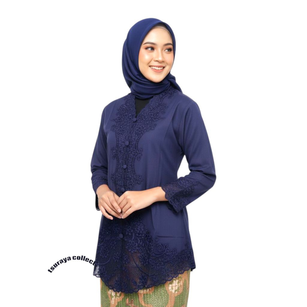 KEBAYA ENCIM BORDIR SENADA WARNA NAVY,MERAH,PUTIH BW,MAROON TERBARU