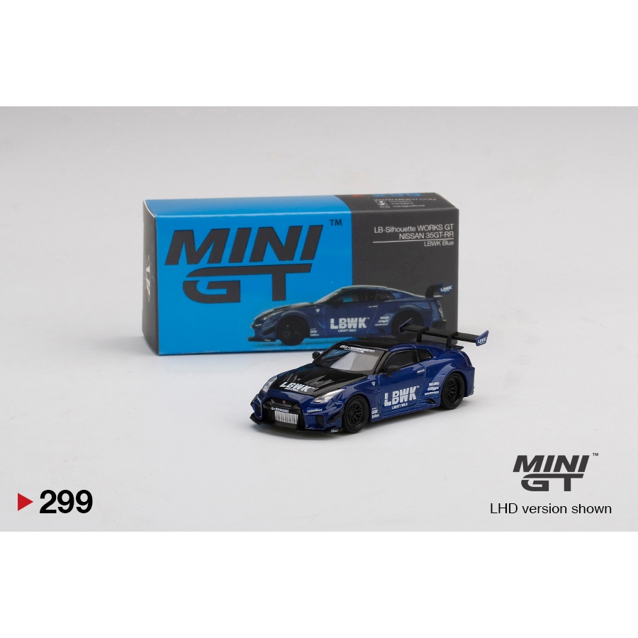 MINI GT 299 LB Silhouette WORKS GT Nissan R35 35GT-RR Ver. 2 LBWK Blue