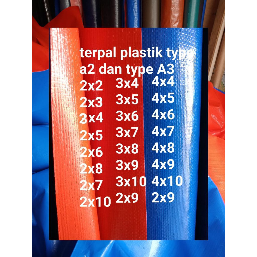 terpal plastik type A2 dan tyle A3 ukuran 3x4,2x3,4x6