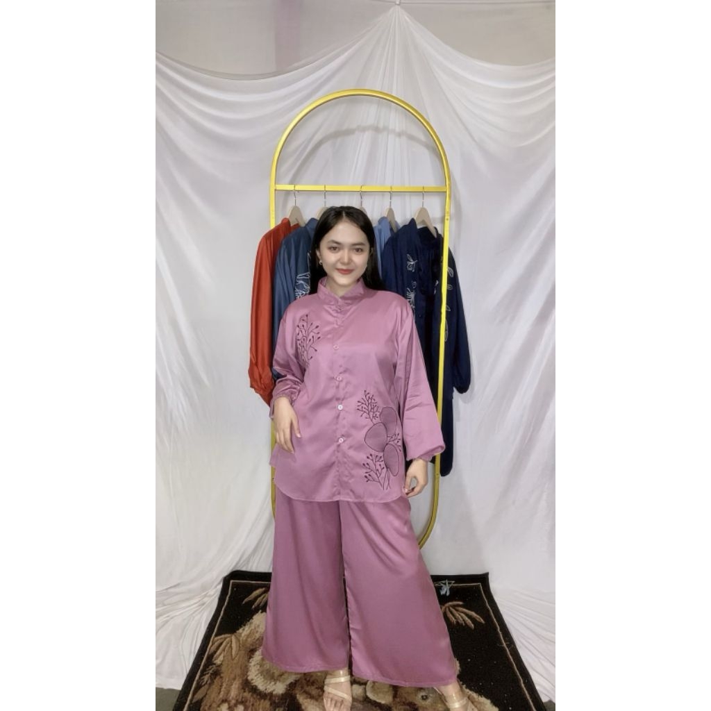 Setcel Rayon Twill Bordir Tarissa/Setcel Rayon Premium/Kancing Aktif