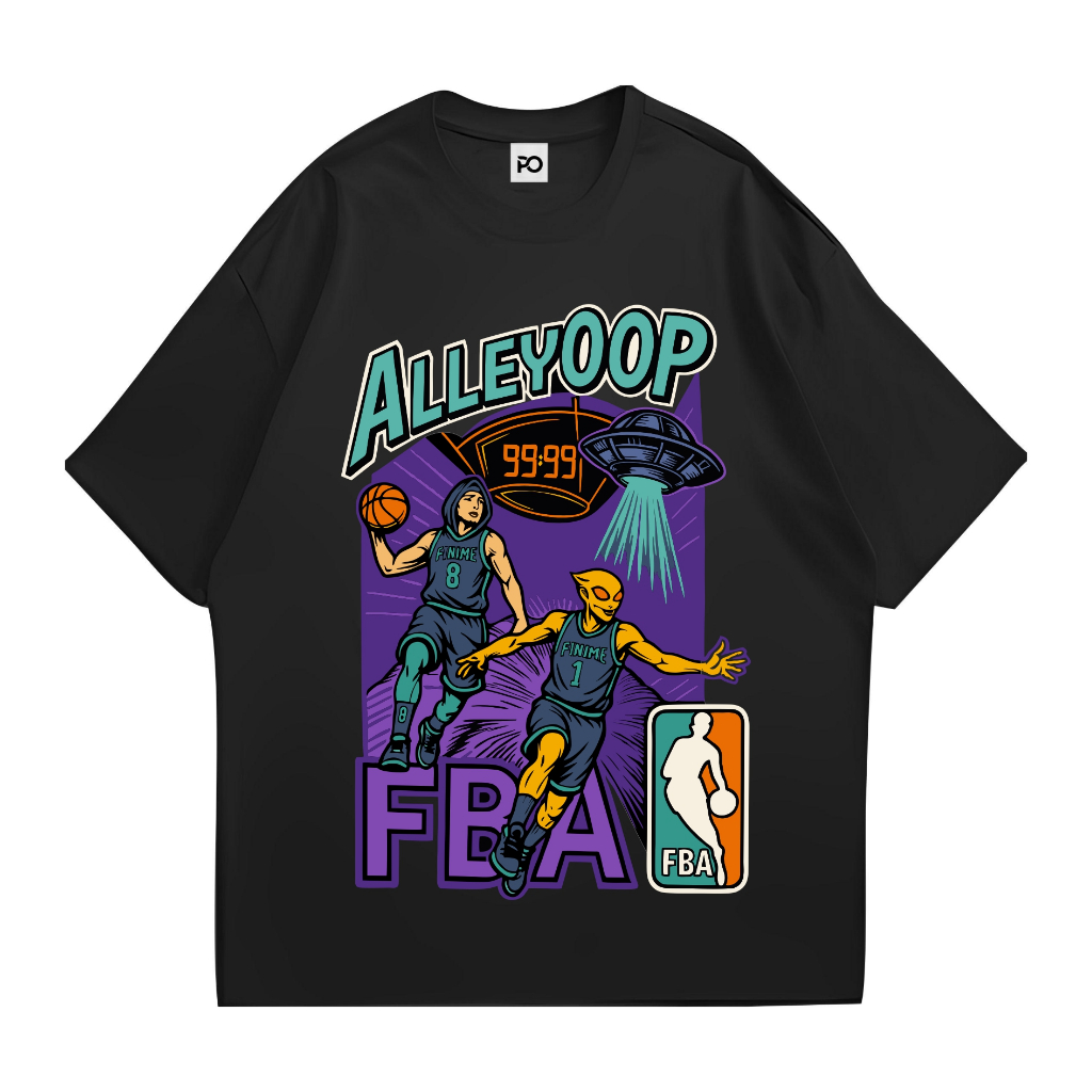Populasi Tshirt Alleyoop Fba Kaos Vintage lengan pendek Hitam Unisex