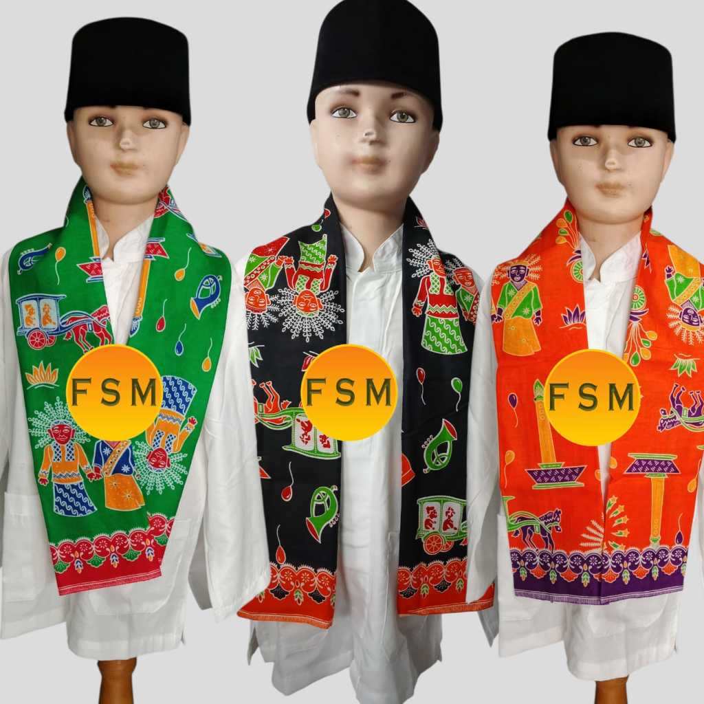 setelan baju adat betawi dapat koko peci hitam cukin