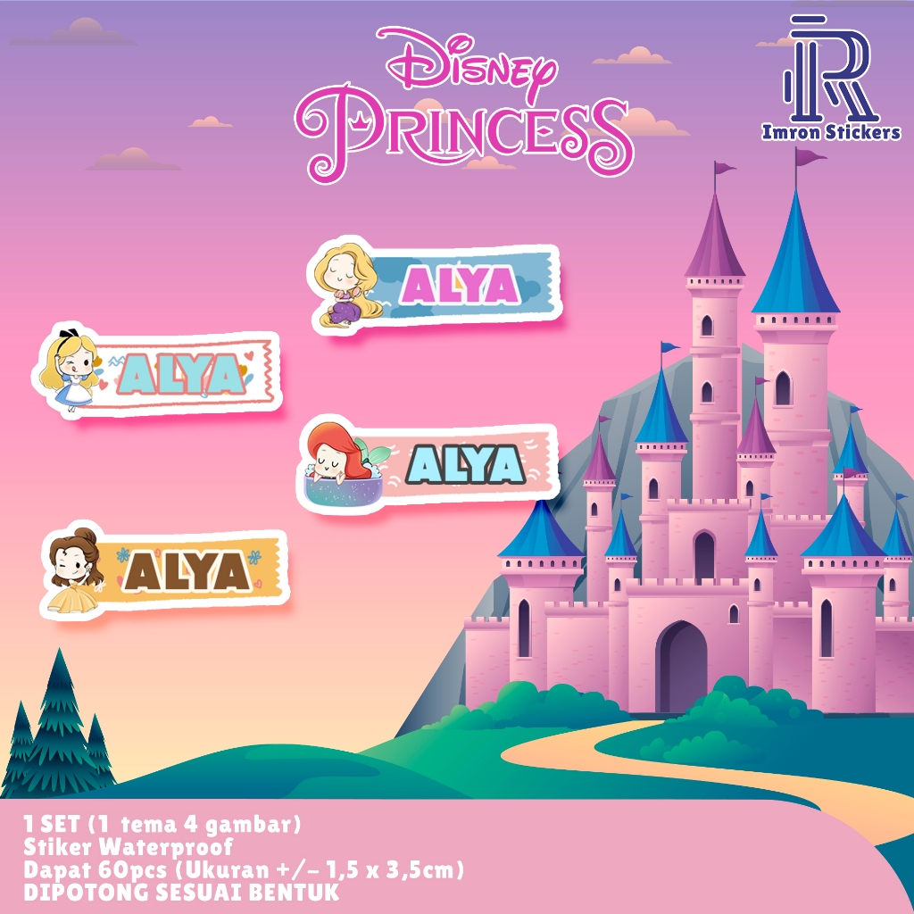 

Stiker Nama Custom – Tema princess, Tahan Air & Bisa Request Nama!