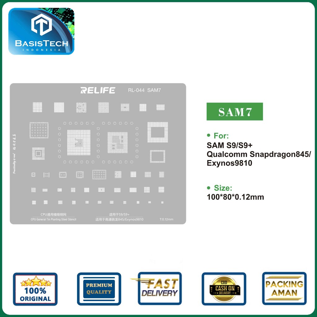 STENCIL PLAT CETAKAN IC BGA CPU REBALLING RELIFE RL-044 SAM7 - SNAPDRAGON 845 - EXYNOS 9810 - SAMSUN