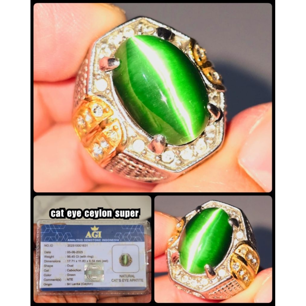 batu permata cat eye super ceylon srilanka + memo lab