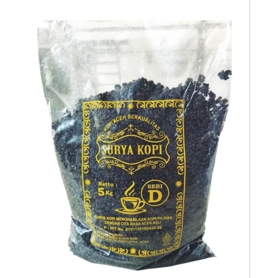

500 Gram Bubuk kopi kasar Aceh Merk Surya Seri D