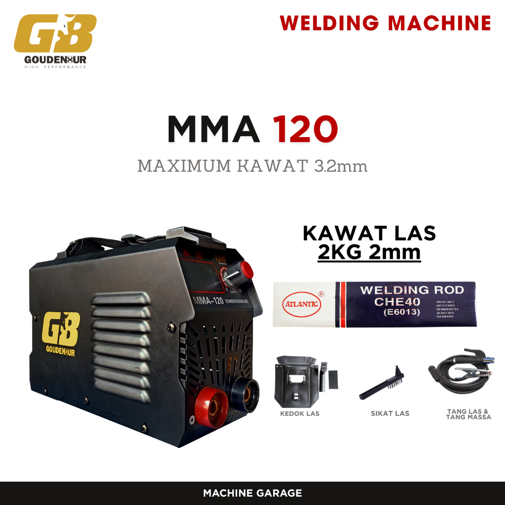 Mesin Las Inverter IGBT MMA 120A 450 Watt Premium - Paket Lengkap Siap Pakai Garansi