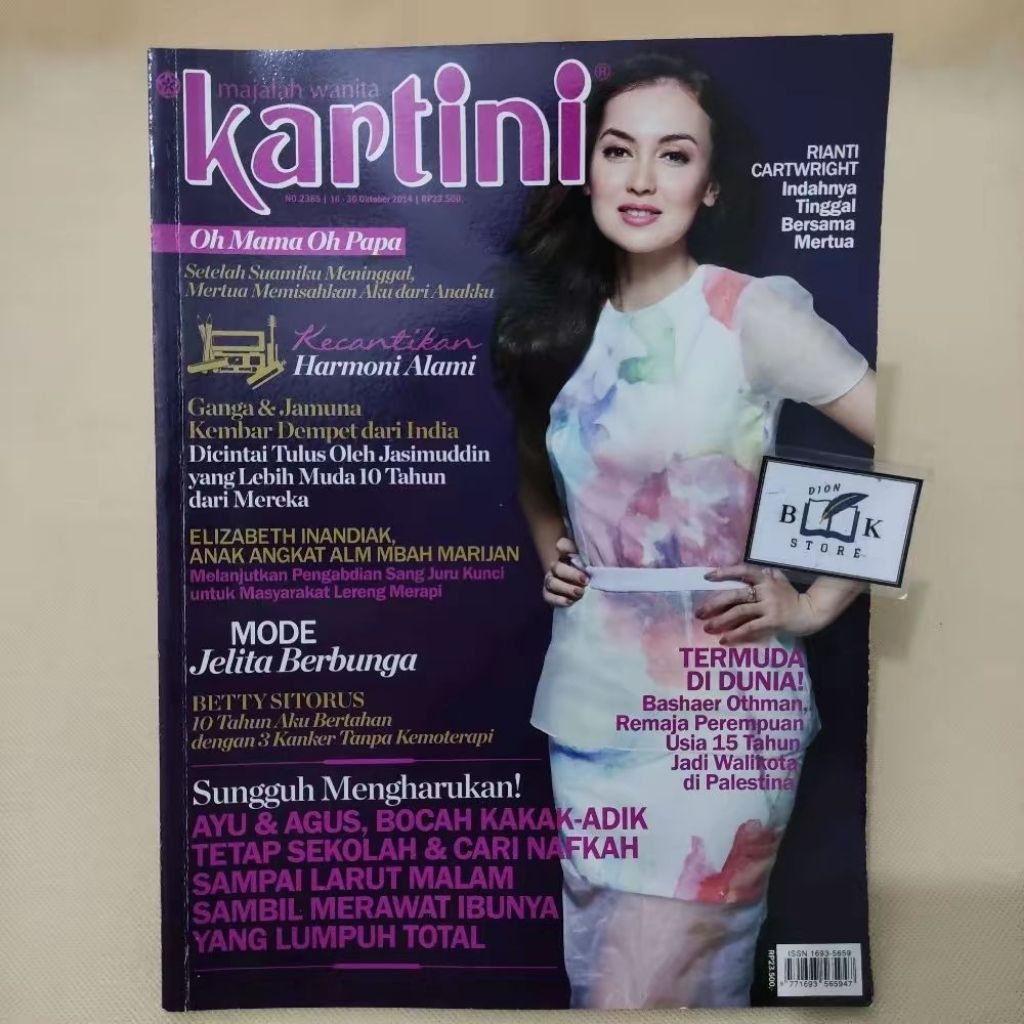 (ORIGINAL) Majalah Kartini Cover Rianti Cartwright - Mode Jelita Berbunga (16-30 Oktober 2014)