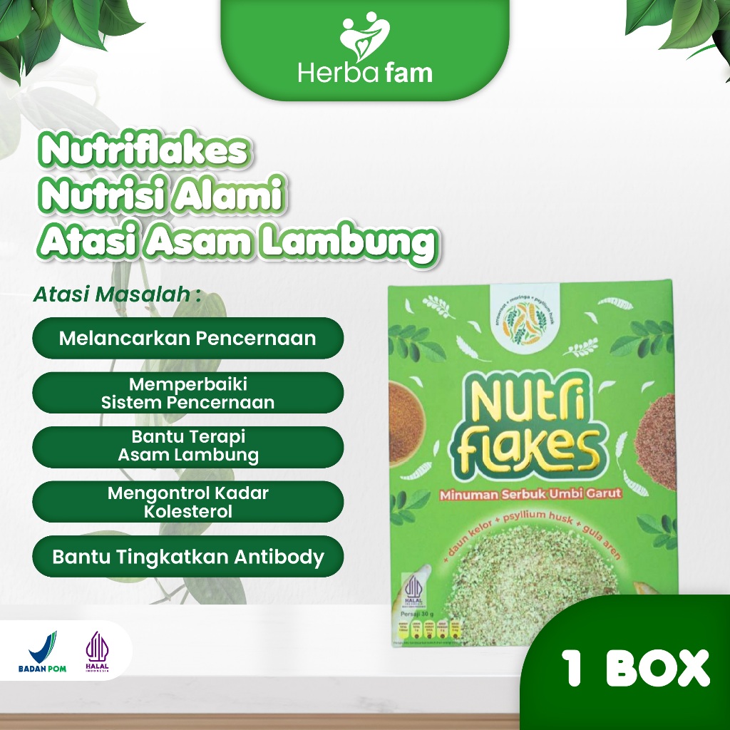 

Nutriflakes Sereal Umbi Garut untuk penderita Asam lambung, maag dan Gerd kronis