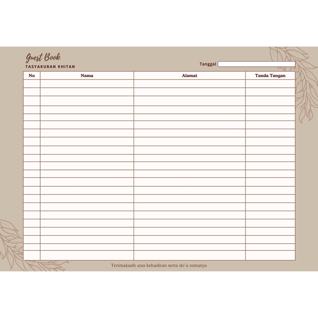 

kartu alamat pesanan chesta