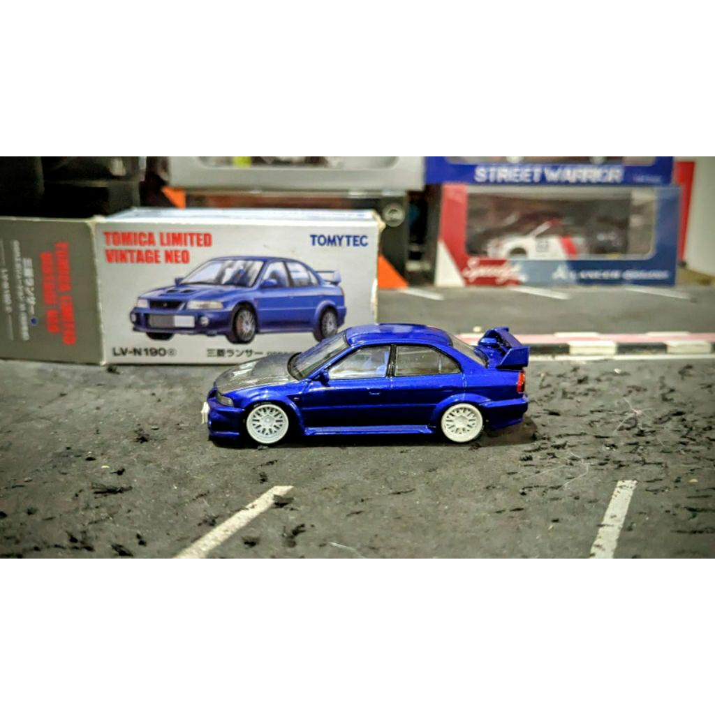Diecast Tomytec Tomica Limited Vintage Neo  TLVN Mitsubishi Lancer Evolution VI Blue Swap Velg