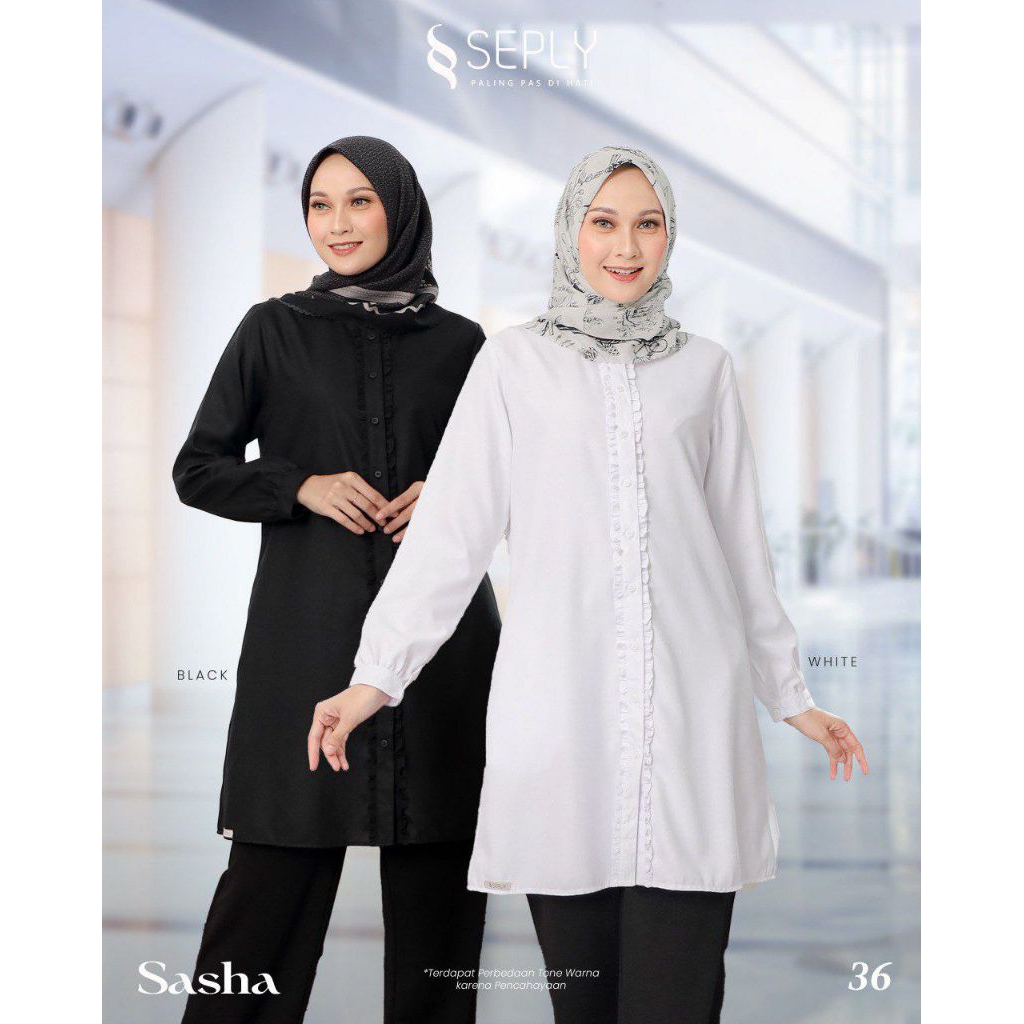 TUNIK SEPLY SASHA 36 BLACK WHITE / TUNIK REMAJA / TUNIK TERBARU / TUNIK HITAM / TUNIK PUTIH / TUNIK 