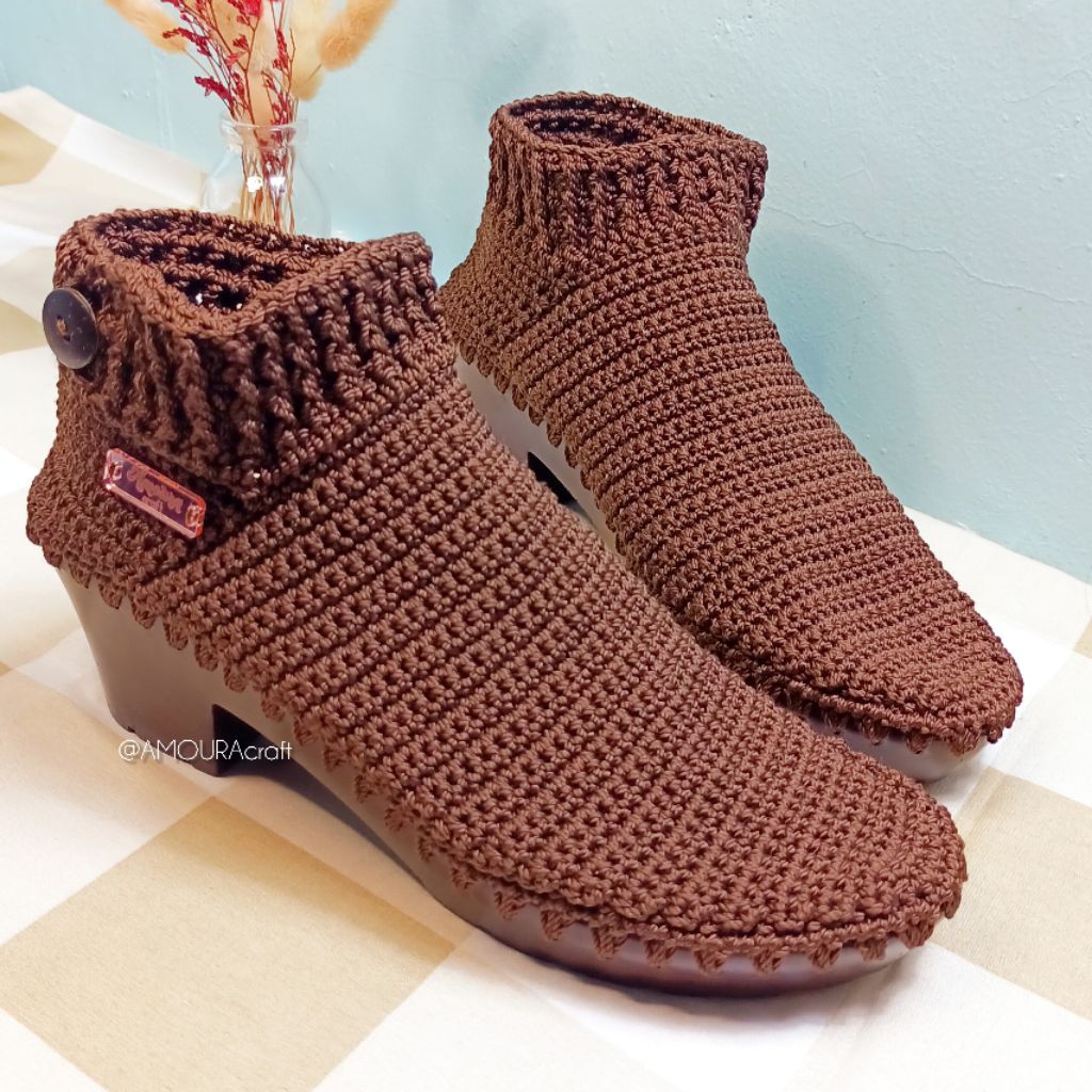 [AMOURA] Sepatu rajut Mahogany/ sepatu rajut wanita dewasa / sepatu rajut handmade