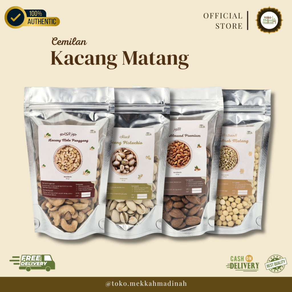 

Cemilan & Kacang Premium – Panggang & Siap Olah Sehat 100gr