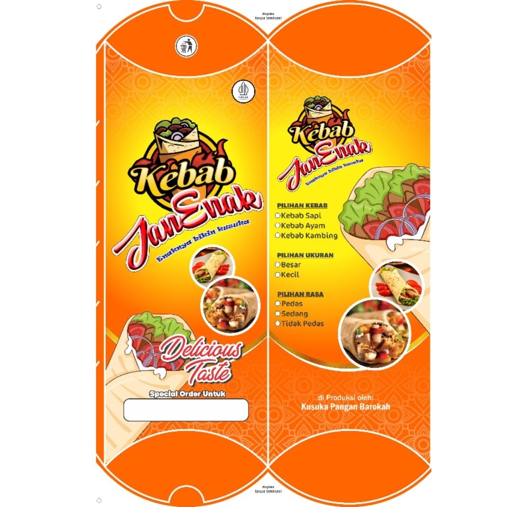 

Dus kebab custom merek sendiri uk 24x9cm(standart) (minimal order 1000 pcs)