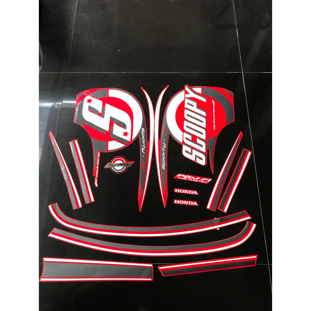 STRIPING STIKER SCOOPY SPORTY 2015 MERAH PUTIH