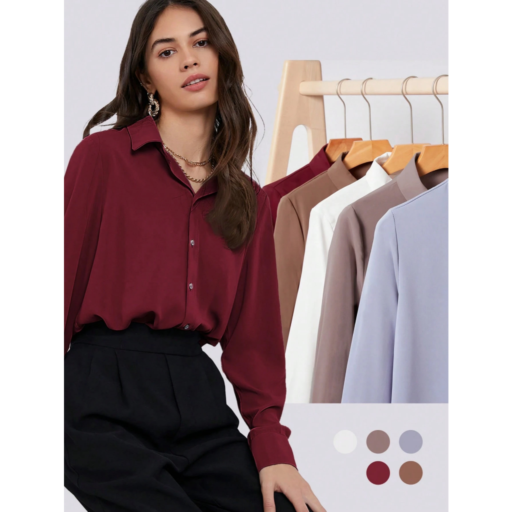 TUKUKLAMBIY Alexa Shirt - Basic Long Shirt Over Size Kemeja Wanita Lengan Panjang