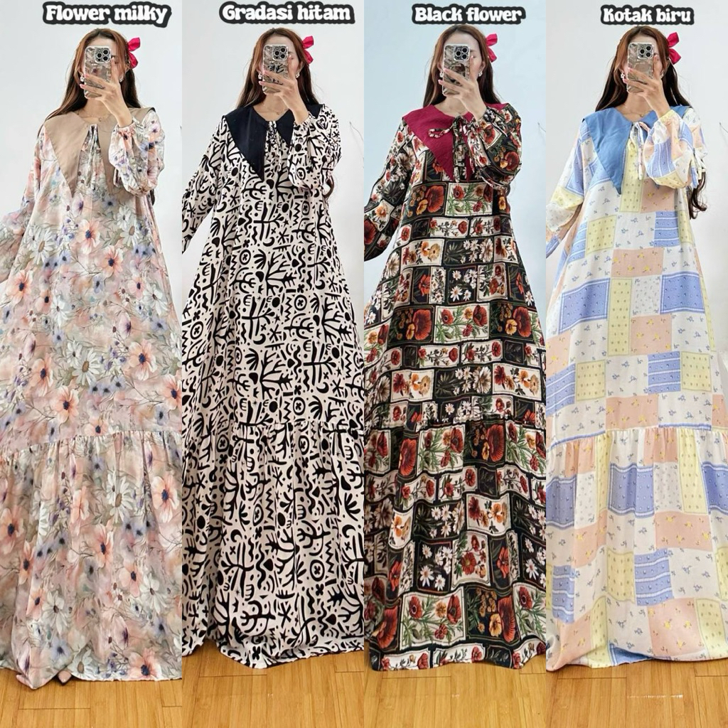 Gamis Wanita Bahan Rayon/ Miranda Dress/ gamis rayon klok/ gamis batik adem