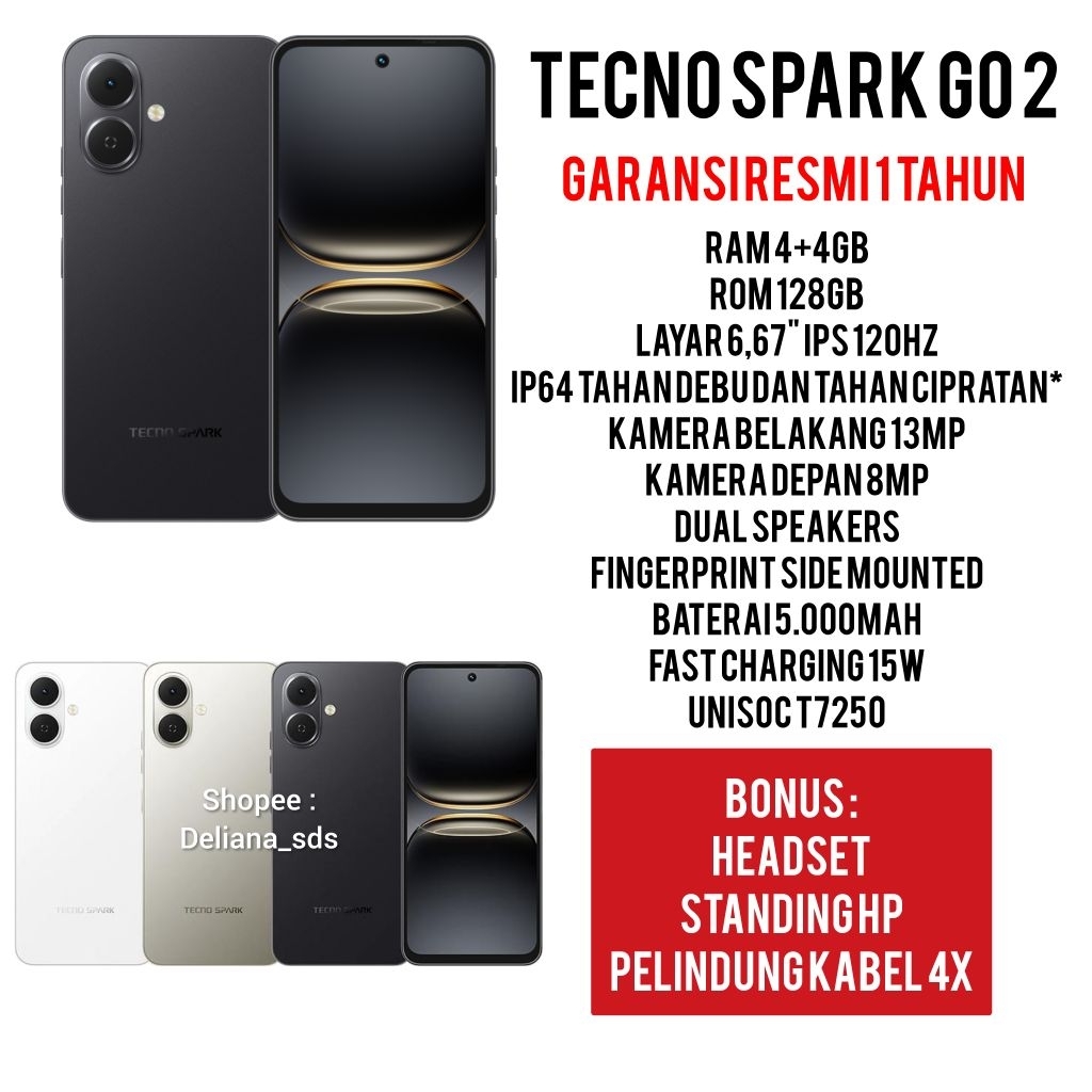 Tecno Spark Go 2 4/128 4+4/128 8/128 Garansi Resmi 1 Tahun Tecno Spark Go 2 4+4/128 Tecno Spark Go 2