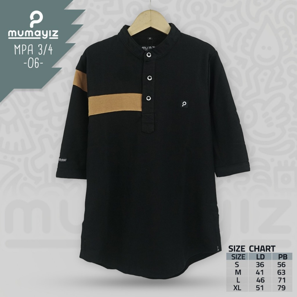 MUMAYIZ Baju kurta/ Baju koko anak kombinasi warna panjang lengan 3/4 bahan lacos cvc 24s