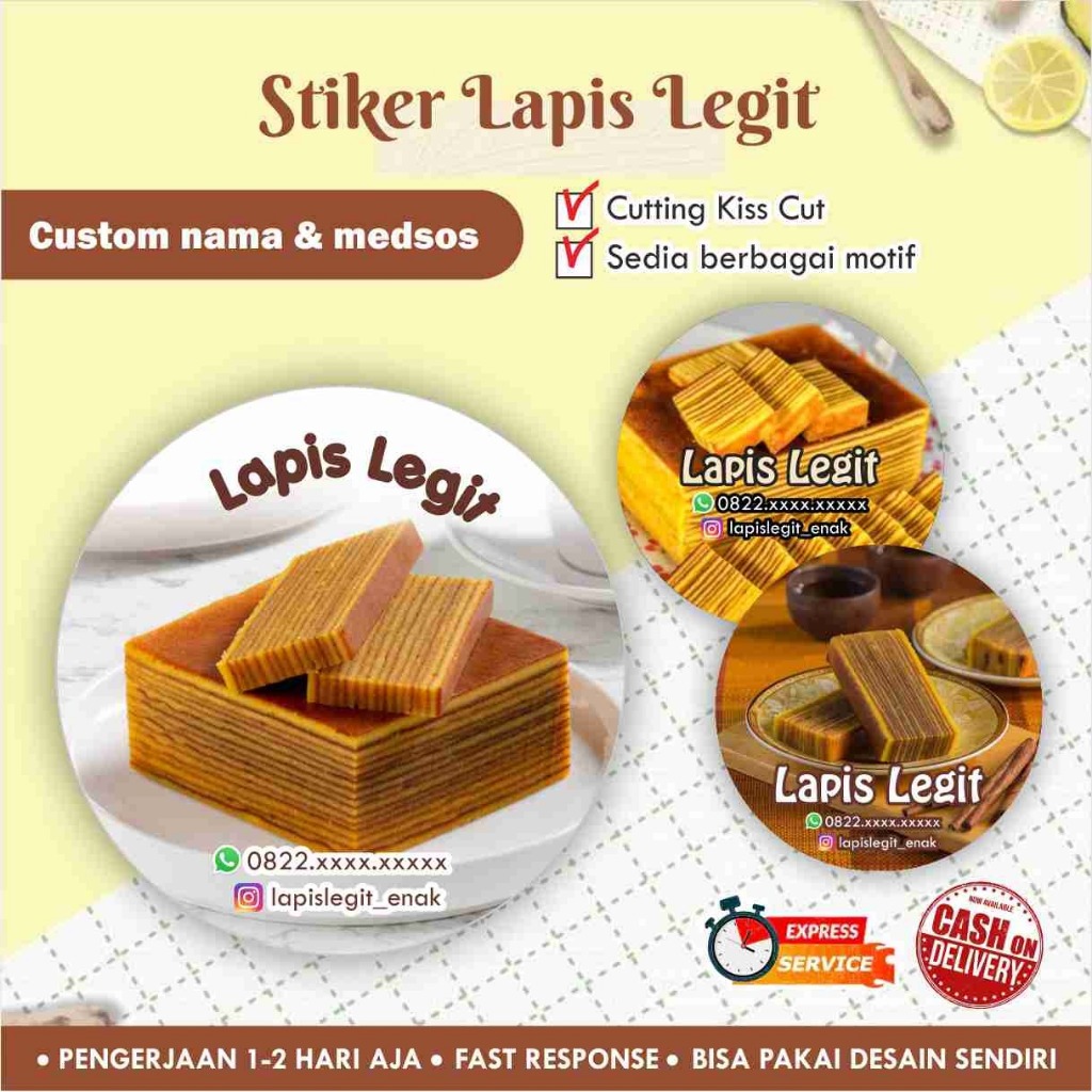 

[170 pcs] Stiker Lapis Legit Cromo bulat / Label kemasan makanan / minuman / promosi / murah