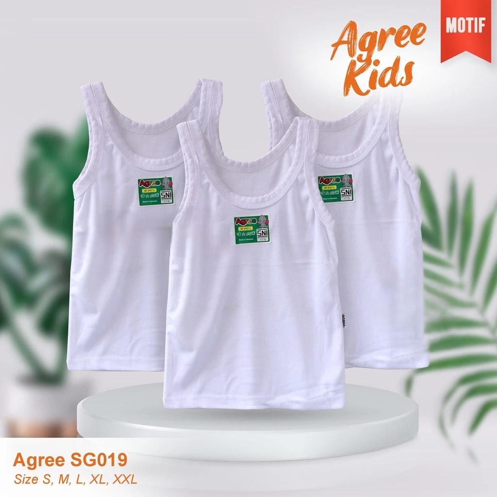 [ 3pc ] Singlet Agree Kids SF019 / Singlet Putih Pakaian Kaos Dalam Anak Singlet Agree SF 019