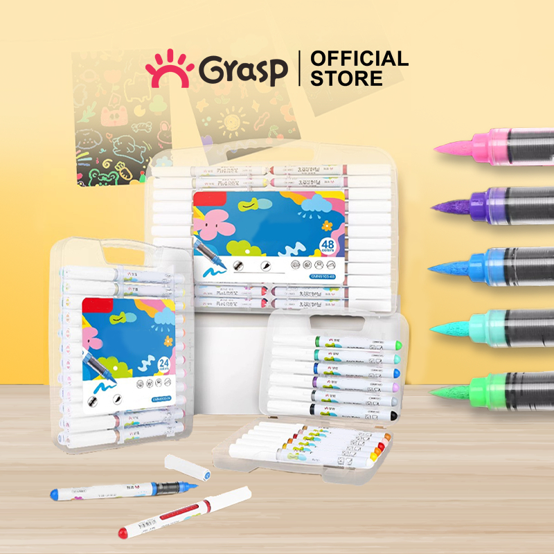 

GRASP Marker Acrylic Brush Pen 12/24/36/48 Warna Spidol Akrilik Lentur Sketsa Seni MW003