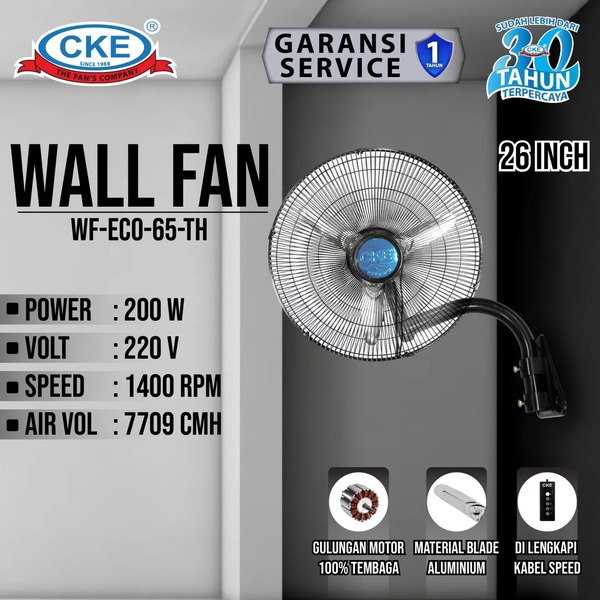 CKE Wall Fan 26 Inch WF-ECO-65-TH Kipas Angin Dinding Tembok Rumah