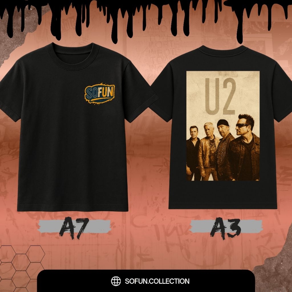 SOFUN Kaos Band U2 / Sunday Bloody Sunday U2 Tshirt Band Pria Wanita