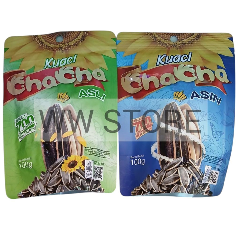 

Kuaci kwaci biji bunga matahari panggang rasa asli asin halal MUI ChaCha Cha Cha Roasted Sunflower Seeds Seed Original Natural / Salted Flavor Flavour 100g