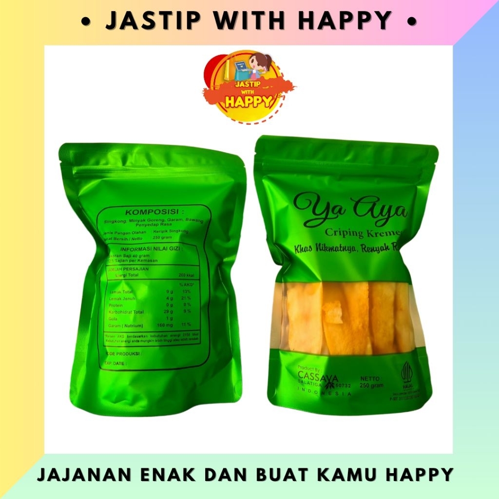 

YA AYA 250gram Criping Kremes Cassava Salatiga | Keripik Singkong Presto 250gram Ya Aya Cassava Salatiga