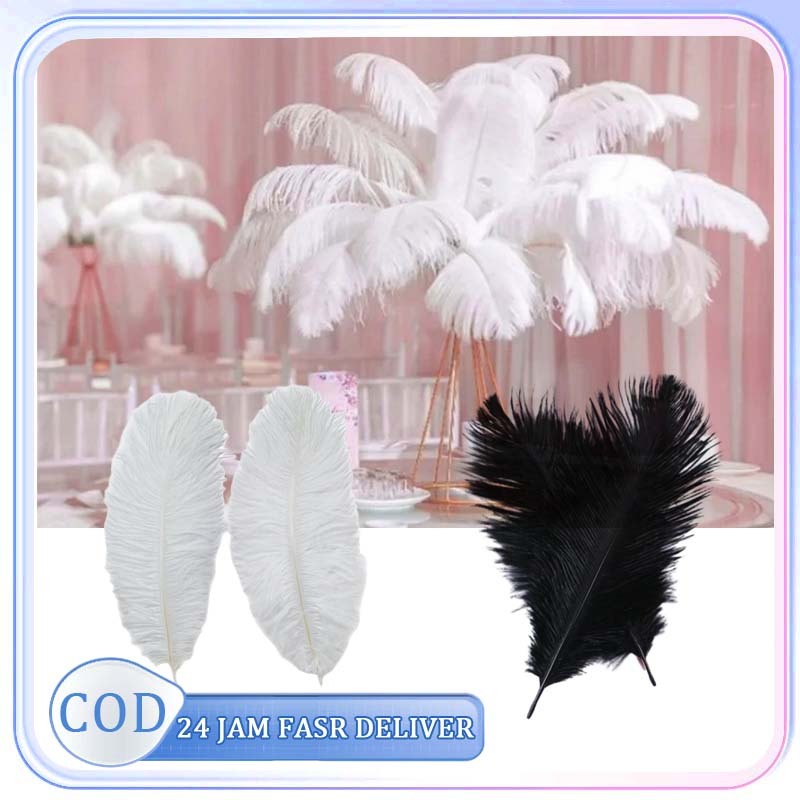 2pcs Bulu Ostrich Bulu Burung Unta Panjang Hiasan Bulu Bulu Ostrich Panjang 35-40 cm