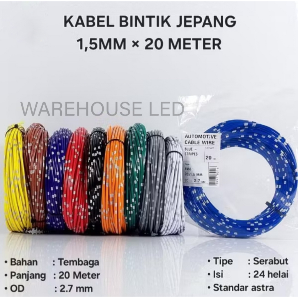 Kabel Bintik Tembaga Murni 1.5mm 20m Tahan Panas kualitas astra