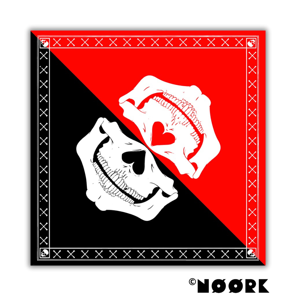 NOORK - Slayer Bandana Syal Scarf Mask Premium Motif Tengkorak Skull Mask Red Black