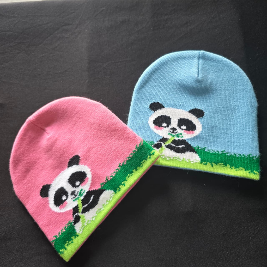 Topi Rajut Dewasa Premium All Size | Topi Rajut Wanita Pria Motif Panda Rajut Aksesoris Kepala