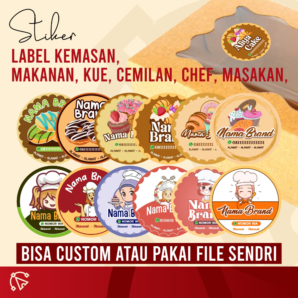 

STIKER TEMPALET CUSTOM, STIKER LABEL MAKANAN, STIKER KEMASAN PRODUK CHEF, KOKI,CEMILAN, ROTI, CAKE, DONAT, STIKER TEMPALET CUSTOM