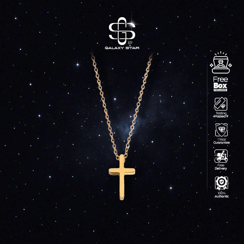 GALAXY Kalung Rantai Titanium Wanita Liontin Salib Aesthetic Kalung Fashion Elegant Anti Karat AKT00