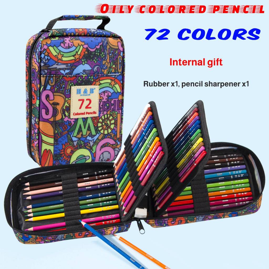 

H & B Pensil Warna 72 Set Dengan Tas Oily Pencils Zipper Bag