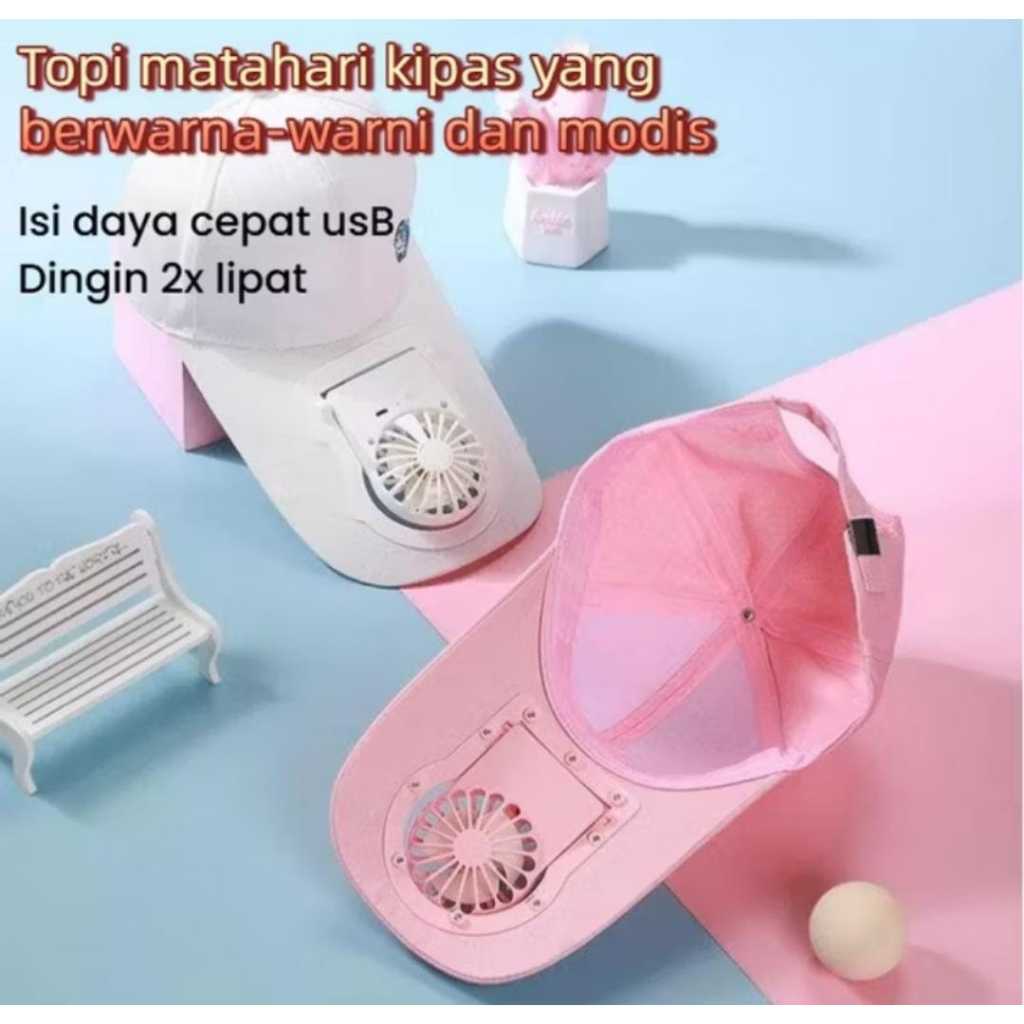KIPAS TOPI USB / TOPI KIPAS PORTABLE / TOPI KIPAS 3 SPEED / TOPI KIPAS ANTI PANAS