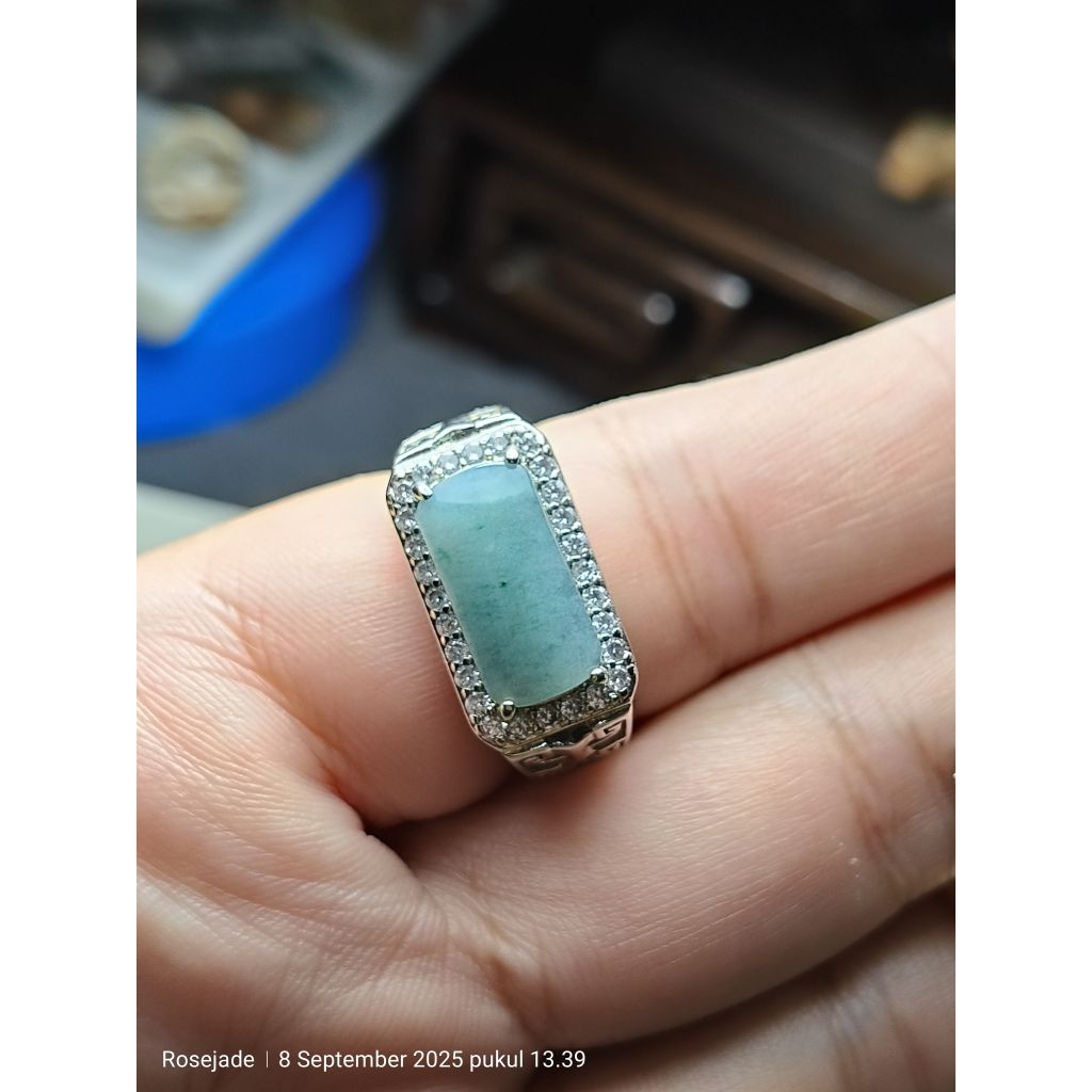 Cincin Giok Burma model pelana bersertifikat