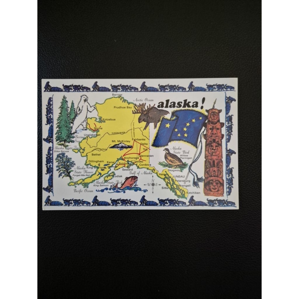 

kartu pos peta alaska, amerika/ usa map postcard