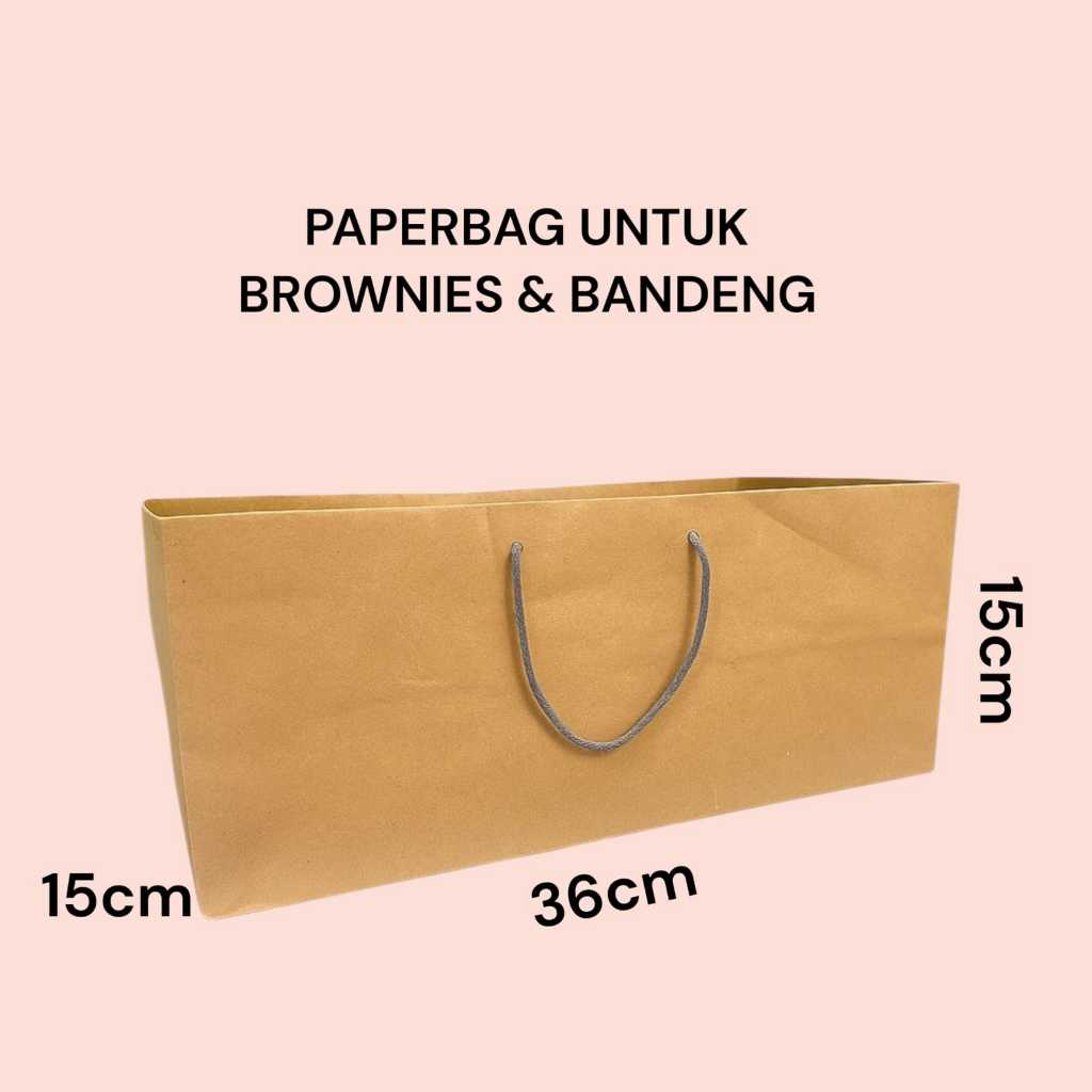 Paper bag BROWNIES BESAR ukuran 36x15 | Paperbag polos coklat | Tas kertas kue bolu pudding | Paper 