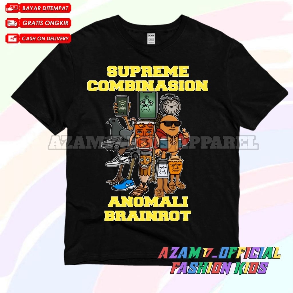 (BISA COD) Kaos Anak Baju Anak Anomali Supreme Combinasion Tung Tung Sahur Capucino Bombardino Free 