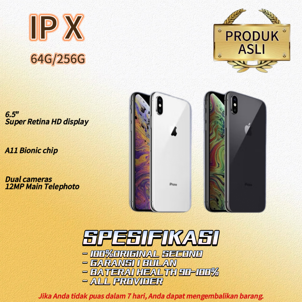 iphone X SECOND 64GB/128GB/256GB 100% Original Fullset Mulus Like New Fungsi normal 100%&GARANSI