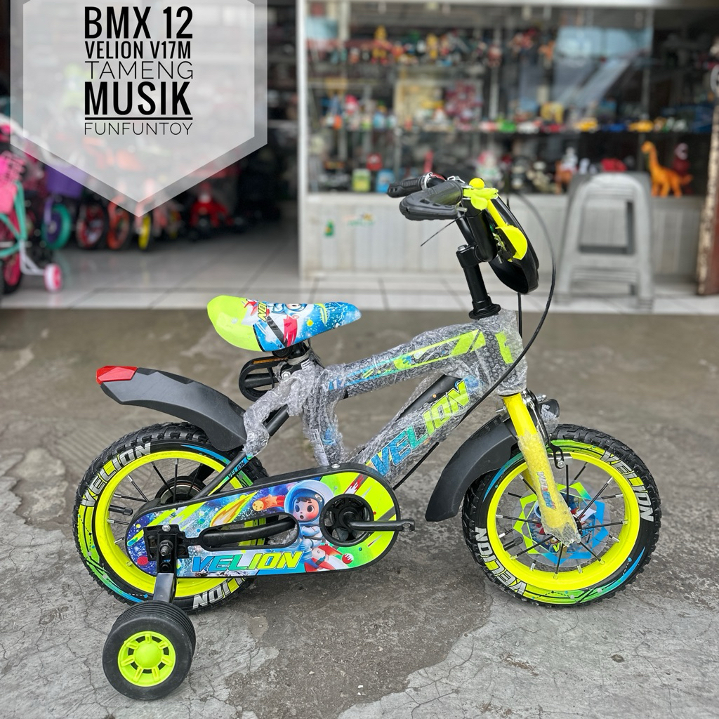SEPEDA ANAK LAKI BMX VELION V17M STIR TAMENG LAMPU DAN MUSIK UKURAN 12/16/18 INCH,SEPEDA READY SEMUA