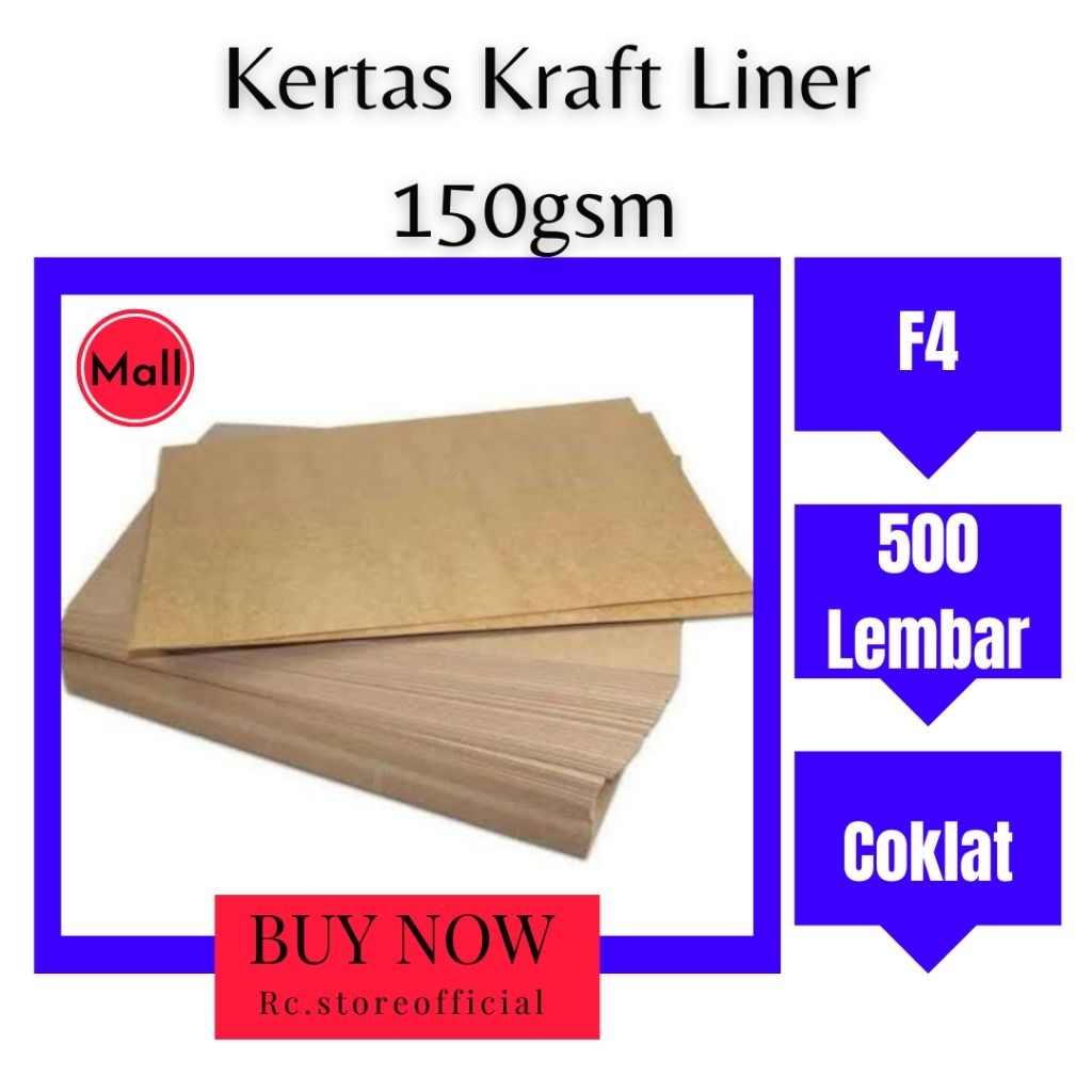 

[ 500 Lembar High Quality ] Kertas Kraft Liner F4 150gsm