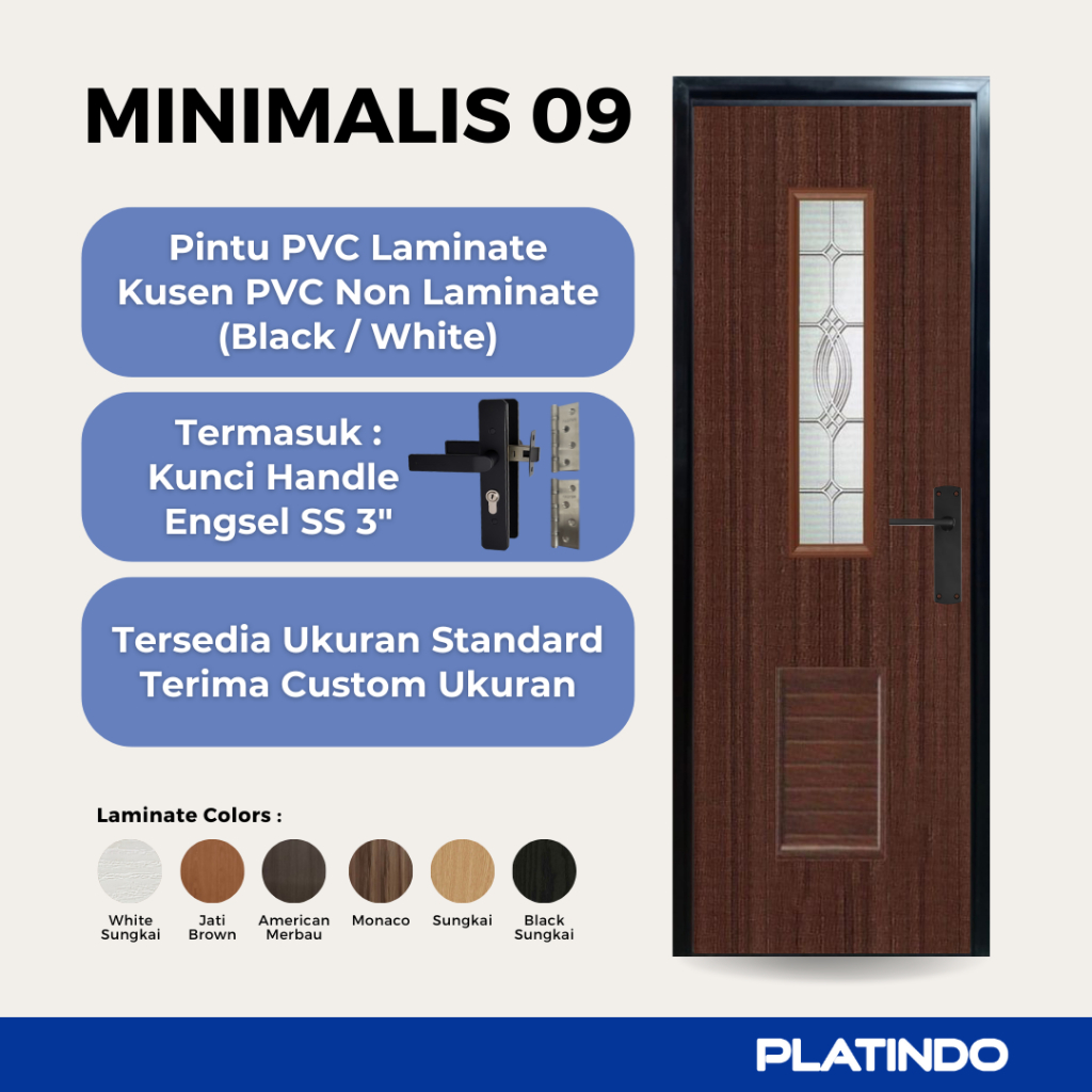 Pintu PVC Kamar Mandi Minimalis 09 Platindo (Custom Ukuran)