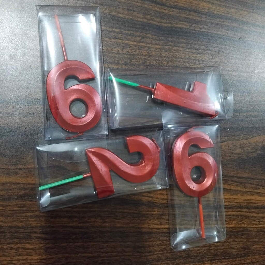 Lilin Ulang Tahun | Lilin ANGKA Merah BESAR | Lilin Angka Chrome Merah